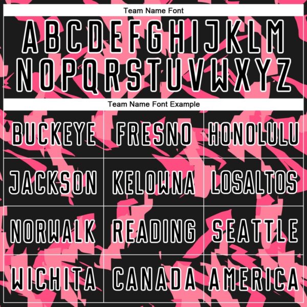 Custom Black Pink-White Abstract Geometric Pattern Sublimation Soccer Uniform Jersey - Image 4