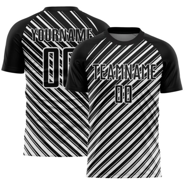 Custom Black White Slash Sublimation Soccer Uniform Jersey - Image 1