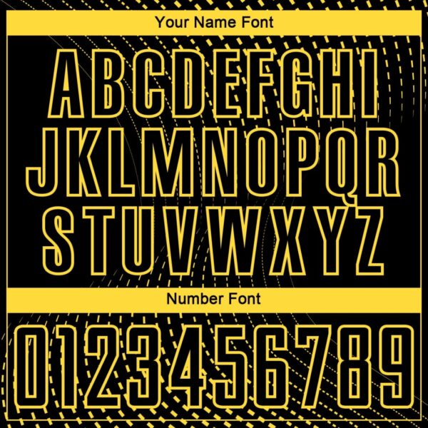 Custom Black Yellow Geometric Lines Sublimation Soccer Uniform Jersey - Image 3