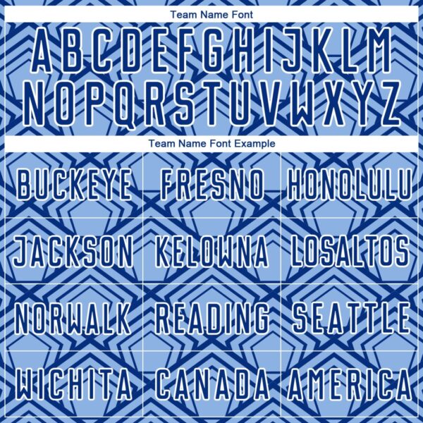 Custom Light Blue Royal-White Geometric Pattern Sublimation Soccer Uniform Jersey - Image 4