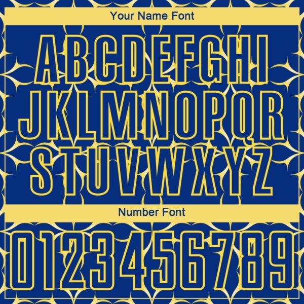 Custom Royal Yellow Damask Pattern Sublimation Soccer Uniform Jersey - Image 3
